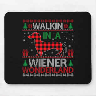 Walking In A Wiener Wonderland Funny Dachshund Chr Mouse Pad