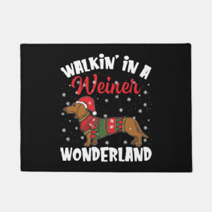 Walking In A Wiener Wonderland Funny Dachshund Doormat