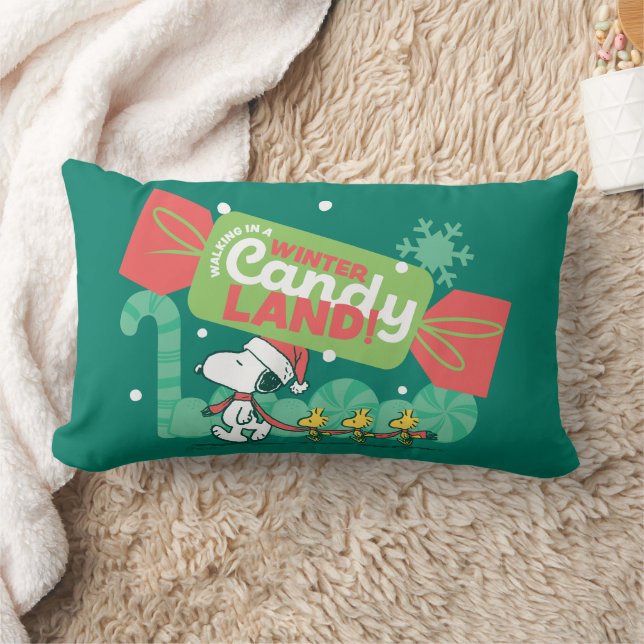 Walking In A Winter Candy Land! Lumbar Pillow (Blanket)