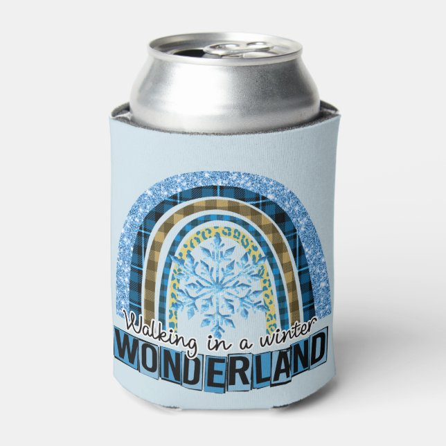 Walking in a Winter Wonderland | Blue Rainbow Can Cooler (Can Front)
