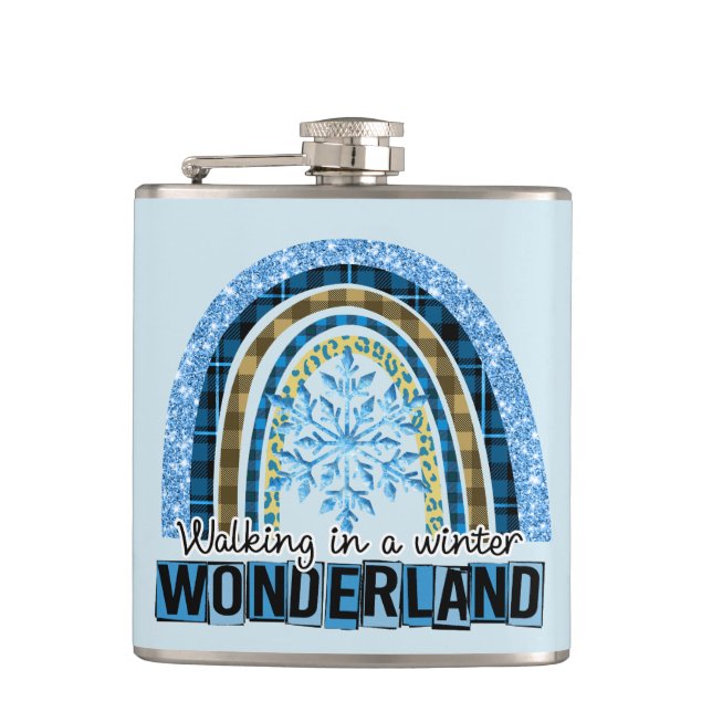 Walking in a Winter Wonderland | Blue Rainbow Flask (Front)