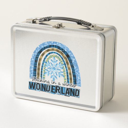 Walking in a Winter Wonderland  Blue Rainbow Metal Lunch Box