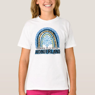 Walking in a Winter Wonderland Blue Rainbow T-Shirt