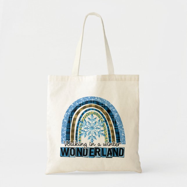 Walking in a Winter Wonderland | Blue Rainbow Tote Bag (Front)