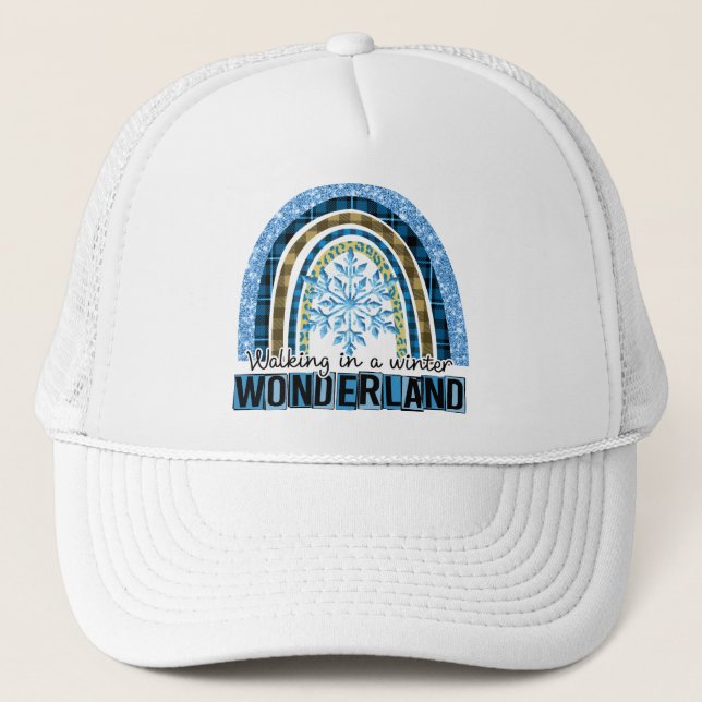 Walking in a Winter Wonderland | Blue Rainbow Trucker Hat (Front)
