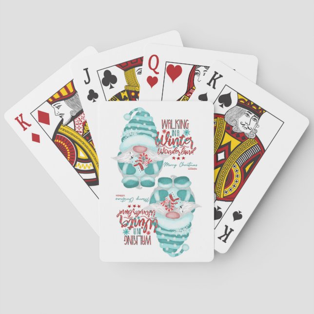 WALKING IN A WINTER WONDERLAND gnome christmas     Poker Cards (Back)