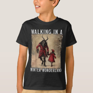Walking In A Winter Wonderland Krampus Creepy Horr T-Shirt