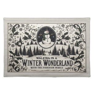 Walking in a Winter Wonderland Snowman Cloth Placemat