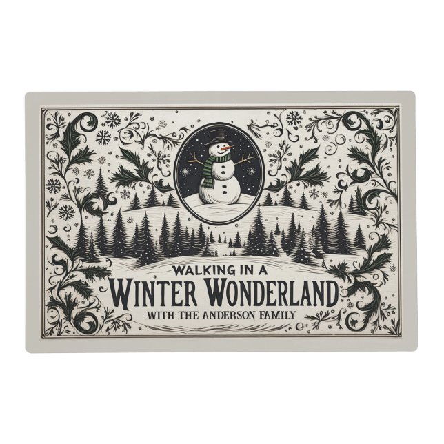 Walking in a Winter Wonderland Snowman Placemat (Front)