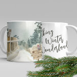 Walking in a Winter Wonderland Winter Landscape Coffee Mug<br><div class="desc">Winter Landscape mug which you can personalize on the signpost. It is also lettered with "Walking in a Winter Wonderland" in trendy script typography. This rustic country design has a watercolor scene of a snowy woodland path, pine trees, a robin and an owl on the fence posts. Available in 4...</div>