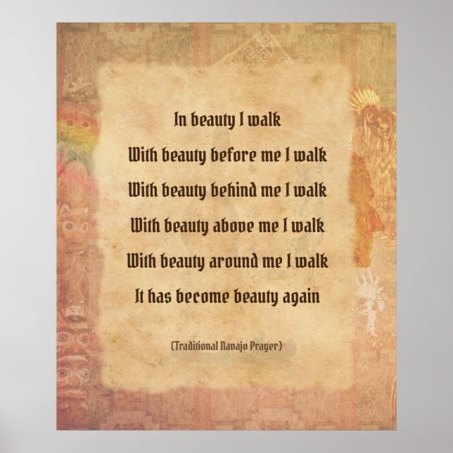 Walking in Beauty Navajo Prayer Poster (Front)