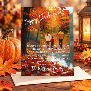 Walking in Grace: Autumn Family Thanksgiving Holiday Postcard