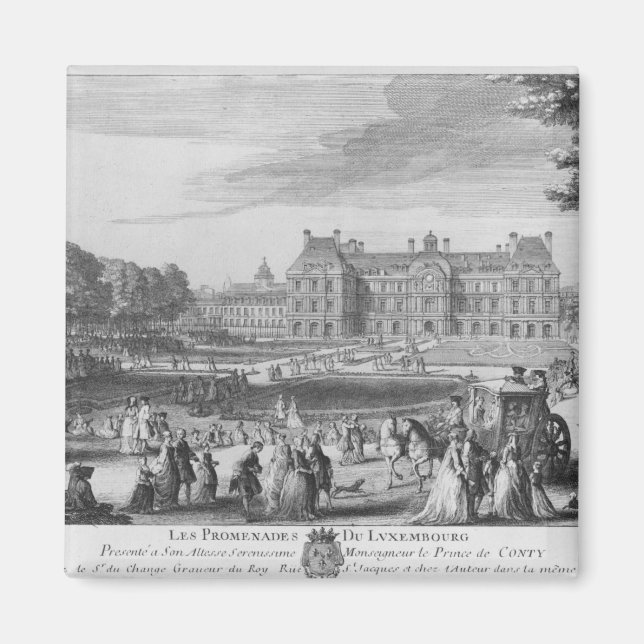 Walking in the Luxembourg gardens, 1729 Magnet (Front)
