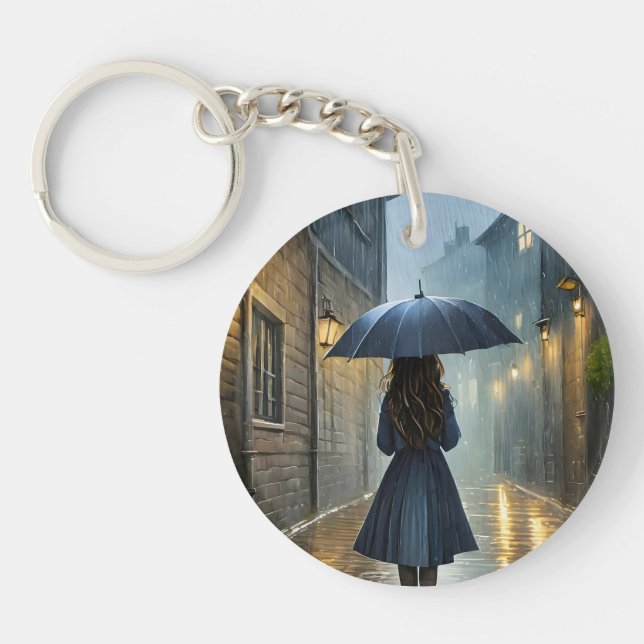 Walking in the rain keychain (Front)