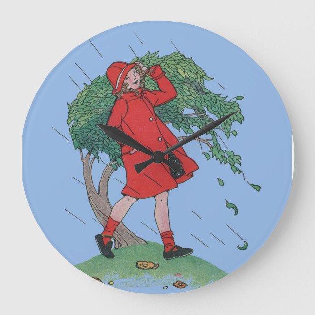 walking in the rain large clock (Front)