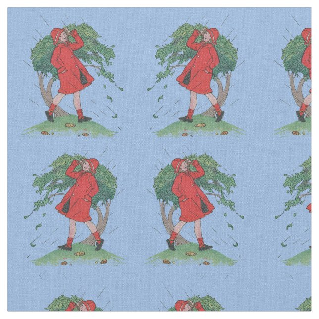 walking in the rain print fabric (Close Up)