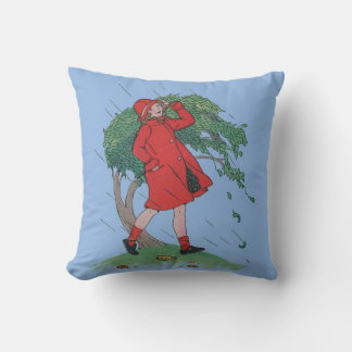 walking in the rain throw pillow