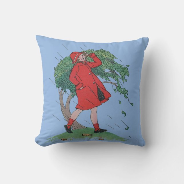 walking in the rain throw pillow (Front)