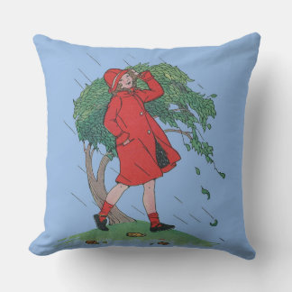 walking in the rain throw pillow
