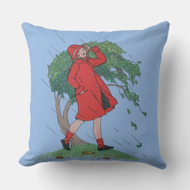 walking in the rain throw pillow (Front)