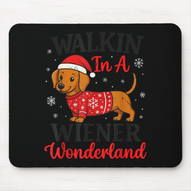 Walking In Weiner Wonderland Mini Dachshund Christ Mouse Pad (Front)