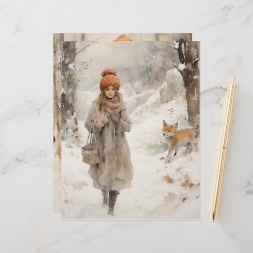 Walking in Winter Woodland Scrapbook Paper