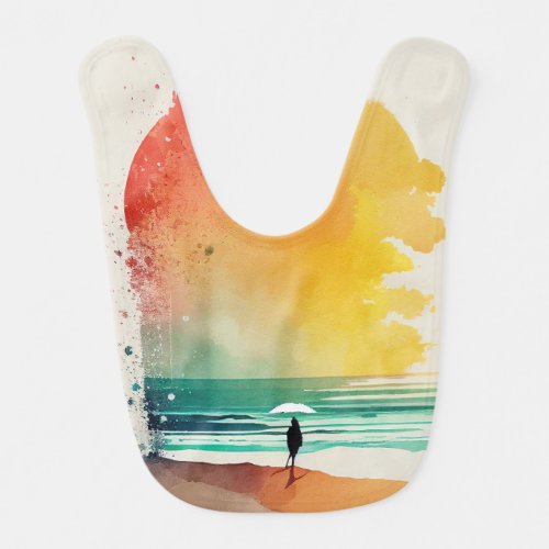 Walking into the Waves Abstract Beach Art Baby Bib