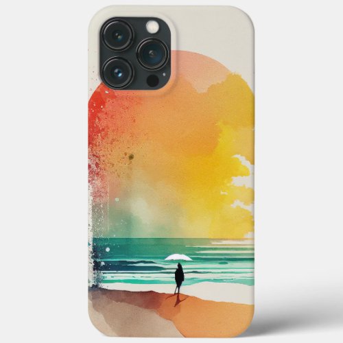 Walking into the Waves Abstract Beach Art iPhone 13 Pro Max Case