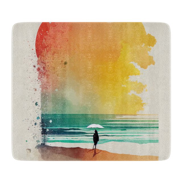 Walking into the Waves Abstract Beach Art  Cutting Board (Front)