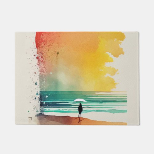 Walking into the Waves Abstract Beach Art Doormat