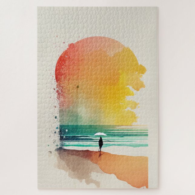 Walking into the Waves Abstract Beach Art  Jigsaw Puzzle (Vertical)