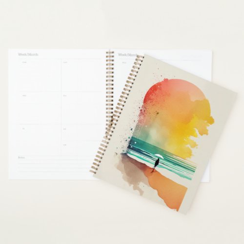 Walking into the Waves Abstract Beach Art  Planner