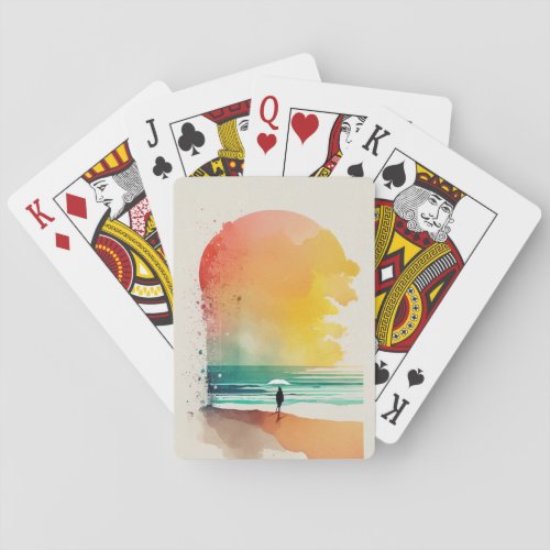 Walking into the Waves Abstract Beach Art  Poker Cards