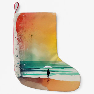 Walking into the Waves Abstract Beach Art Small Christmas Stocking
