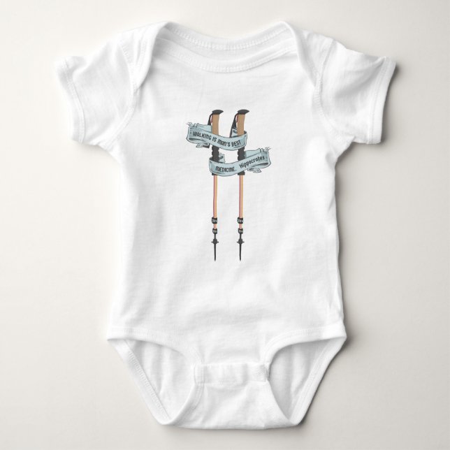 walking is the best medic Hippocrates hiking pulse Baby Bodysuit (Front)