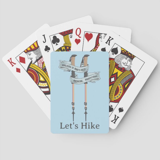 walking is the best medic Hippocrates hiking pulse Poker Cards (Back)