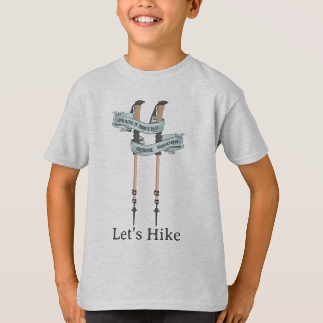 walking is the best medic Hippocrates hiking pulse T-Shirt (Front)