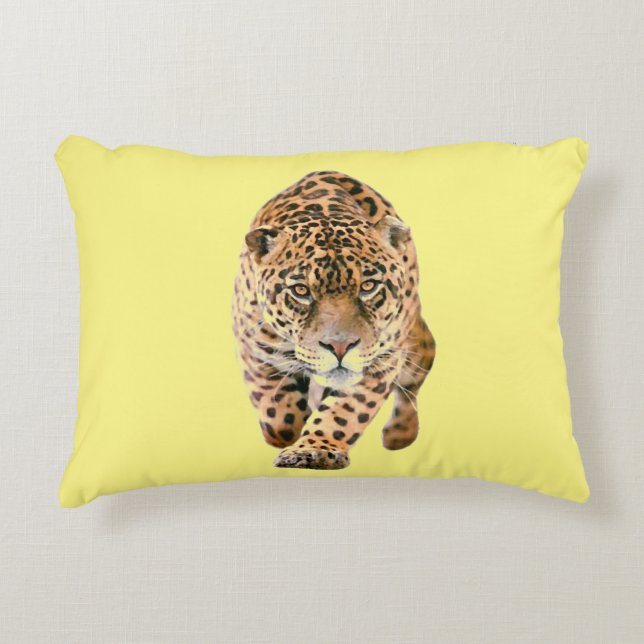 Walking Jaguar Eyes Accent Pillow (Front)