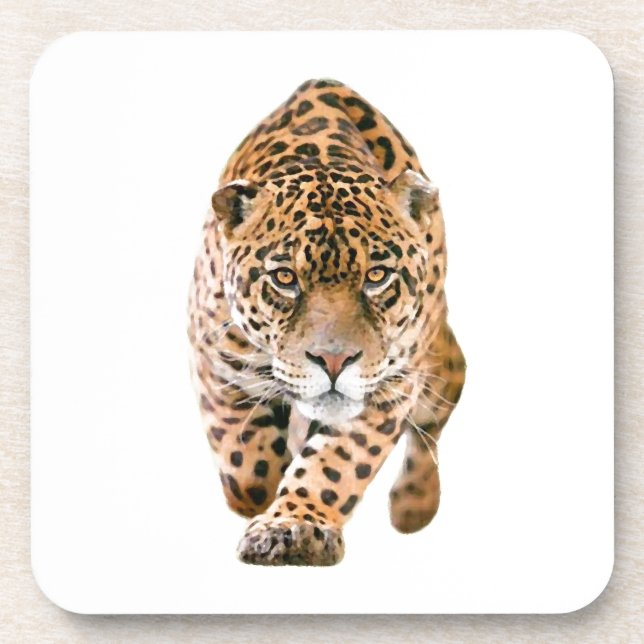 Walking Jaguar Eyes Beverage Coaster (Front)