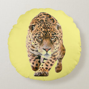 Walking Jaguar Eyes Round Pillow