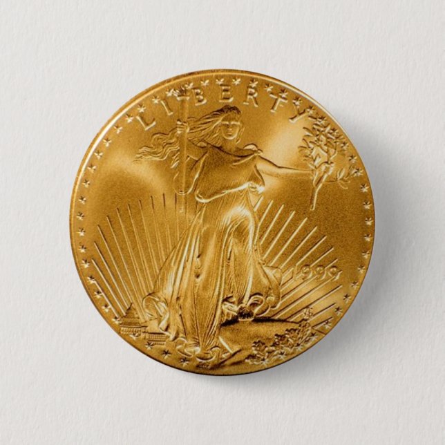 Walking Liberty Golden Coin Button (Front)