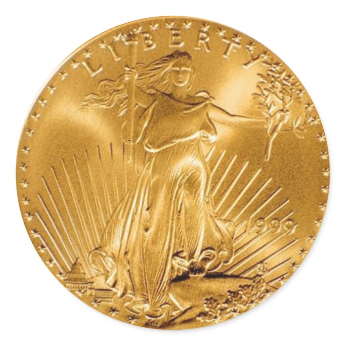 Walking Liberty Golden Coin Stickers