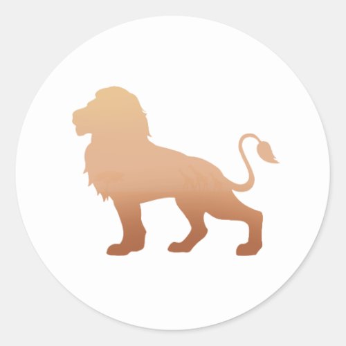 Walking lion silhouette _ Choose background color Classic Round Sticker
