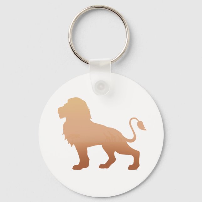 Walking lion silhouette - Choose background color Keychain (Front)