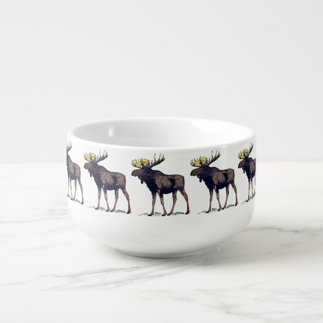 Walking Moose Cabin Soup Mug (Front)
