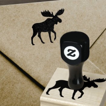Walking Moose Silhouette | Wild Animal Wildlife Rubber Stamp by jennsdoodleworld at Zazzle