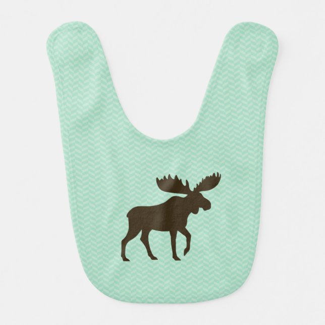 Walking Moose Silhouette Wildlife Wild Animal Bib (Front)