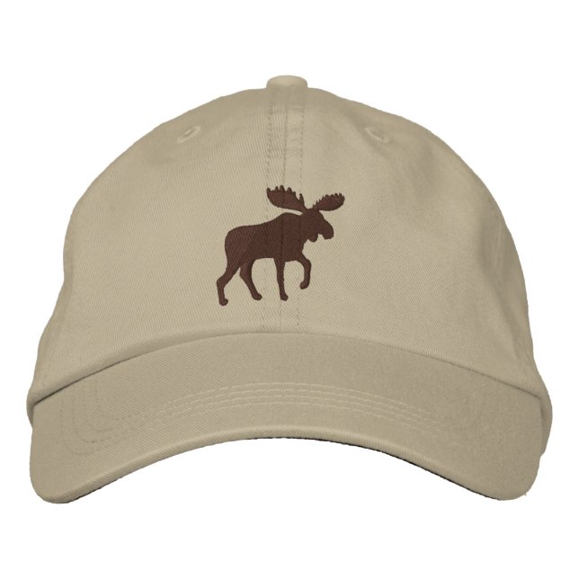 Walking Moose Silhouette Wildlife Wilderness Embroidered Baseball Hat (Front)