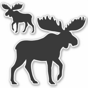 Walking Moose Silhouettes Vinyl Sticker Set
