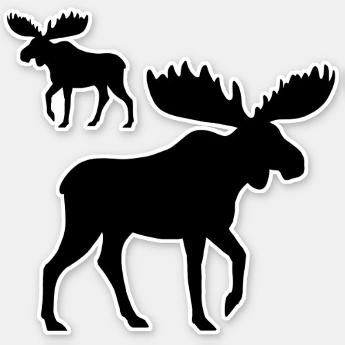 Walking Moose Silhouettes Vinyl Sticker Set